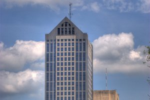 Downtown with rusty buildings